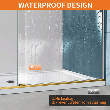 iBath Single Sliding Frameless Shower Door, 55–59" W x 75" H