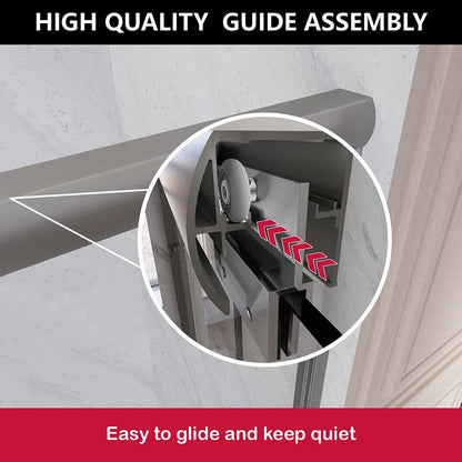 iBath Semi-Frameless Double Sliding Shower Door, 56–60" W x 72" H, Clear Glass, Brushed Nickel, Model TMDS-5972-BN