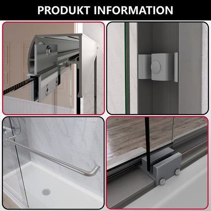 iBath Semi-Frameless Double Sliding Shower Door, 56–60" W x 72" H, Clear Glass, Brushed Nickel, Model TMDS-5972-BN