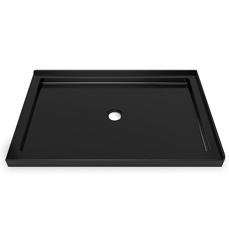 Double Threshold Shower Base, 48 in. L x 32 in. W Center Drain Shower Pan, Right Hand, Black - ibathshowers