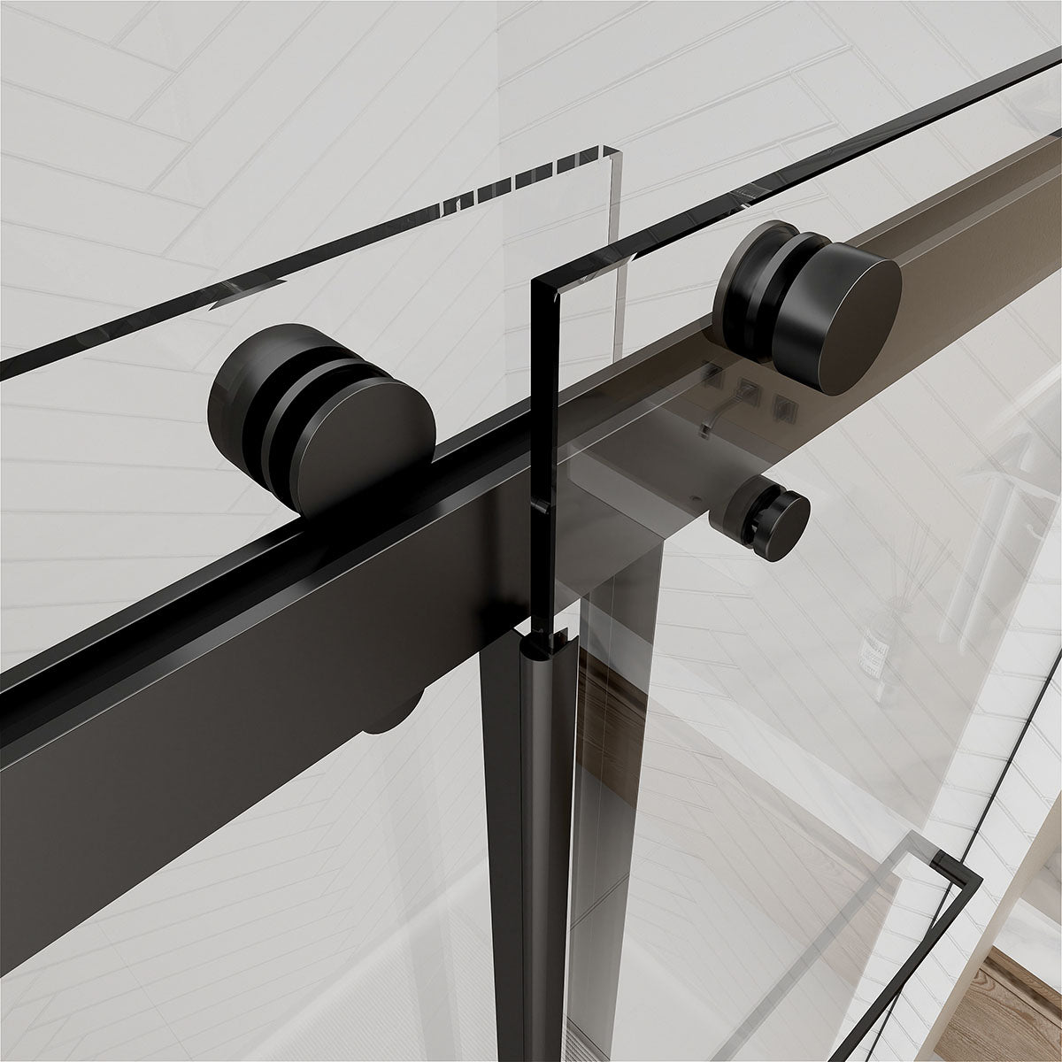 iBath IB-RM6076-MB Frameless Double-Sliding Shower Door – Adjustable 56
