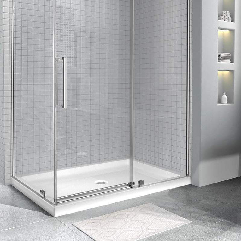 iBath 48" x 32" White Shower Base – Double Threshold, Center Drain, Right - Hand Flange, Durable Acrylic Pan - ibathshowers