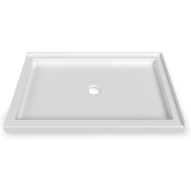 iBath 48" x 32" White Shower Base – Double Threshold, Center Drain, Right - Hand Flange, Durable Acrylic Pan - ibathshowers