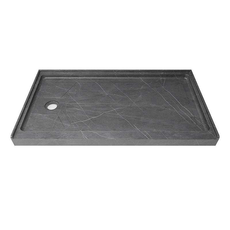 Ibath 60" x 30" Right Drain Fiberglass Shower Base, Slip - Resistant Marble Grey - ibathshowers