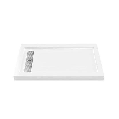 iBath 60" x 32" White Shower Base – Acrylic Pan with 304 Stainless Steel Linear Drain Cover & 3 Aluminum Flanges - ibathshowers