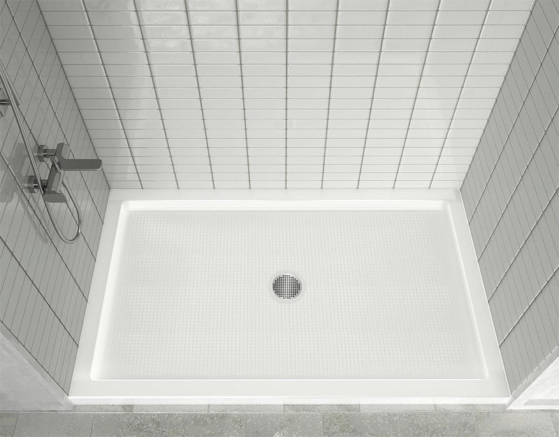iBath 60" x 36" Center Drain Shower Base, Single Threshold Acrylic Shower Pan with Slip - Resistant Textured Surface, White – Durable & Easy to Clean. - ibathshowers