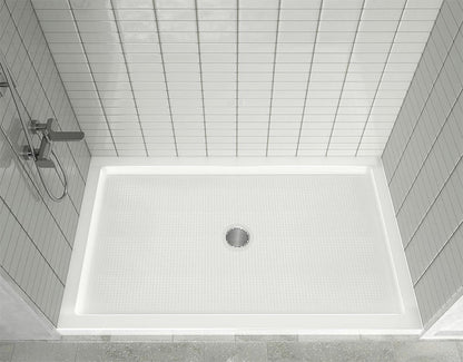 iBath 60" x 36" Center Drain Shower Base, Single Threshold Acrylic Shower Pan with Slip - Resistant Textured Surface, White – Durable & Easy to Clean. - ibathshowers