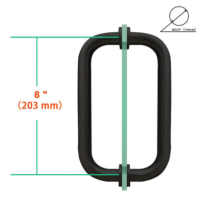 iBath 8" Shower Door Handle | Back - to - Back Pull for Frameless Glass Doors, 304 Stainless Steel, Fits 1/4"–1/2" Glass - ibathshowers