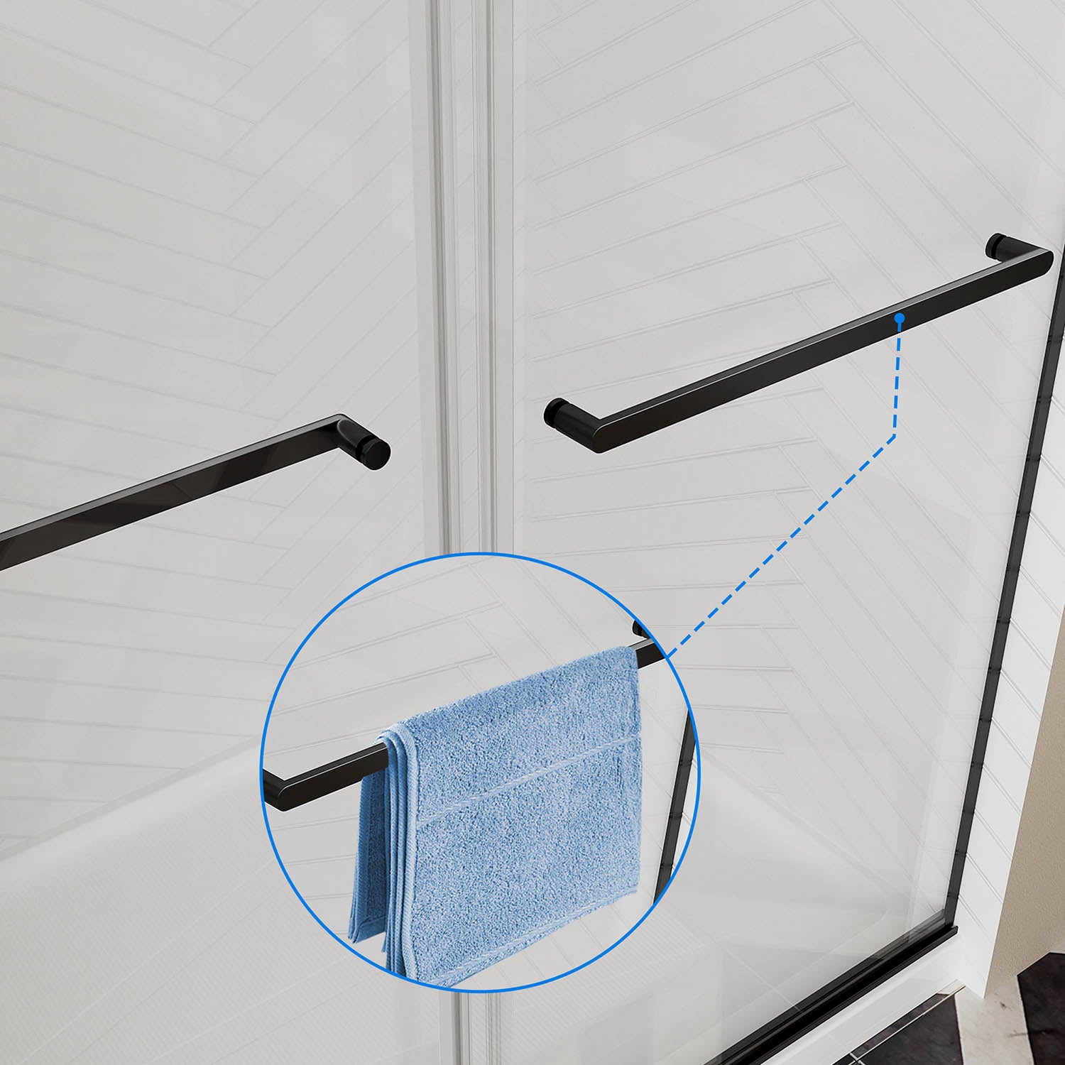 iBath IB-RM6076-MB Frameless Double-Sliding Shower Door – Adjustable 56