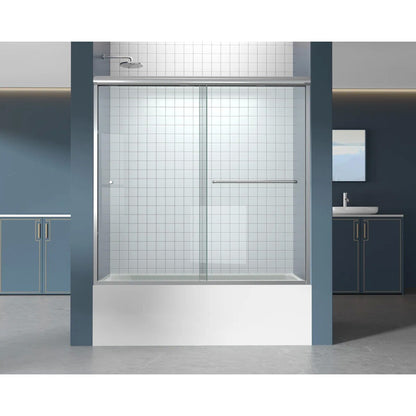 iBath Semi-Frameless Bathtub Door 56–60" W x 56" H, Chrome, BE-5956-CH