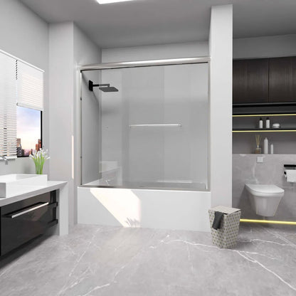 iBath Semi-Frameless Bathtub Door 56–60" W x 56" H, Chrome, BE-5956-CH