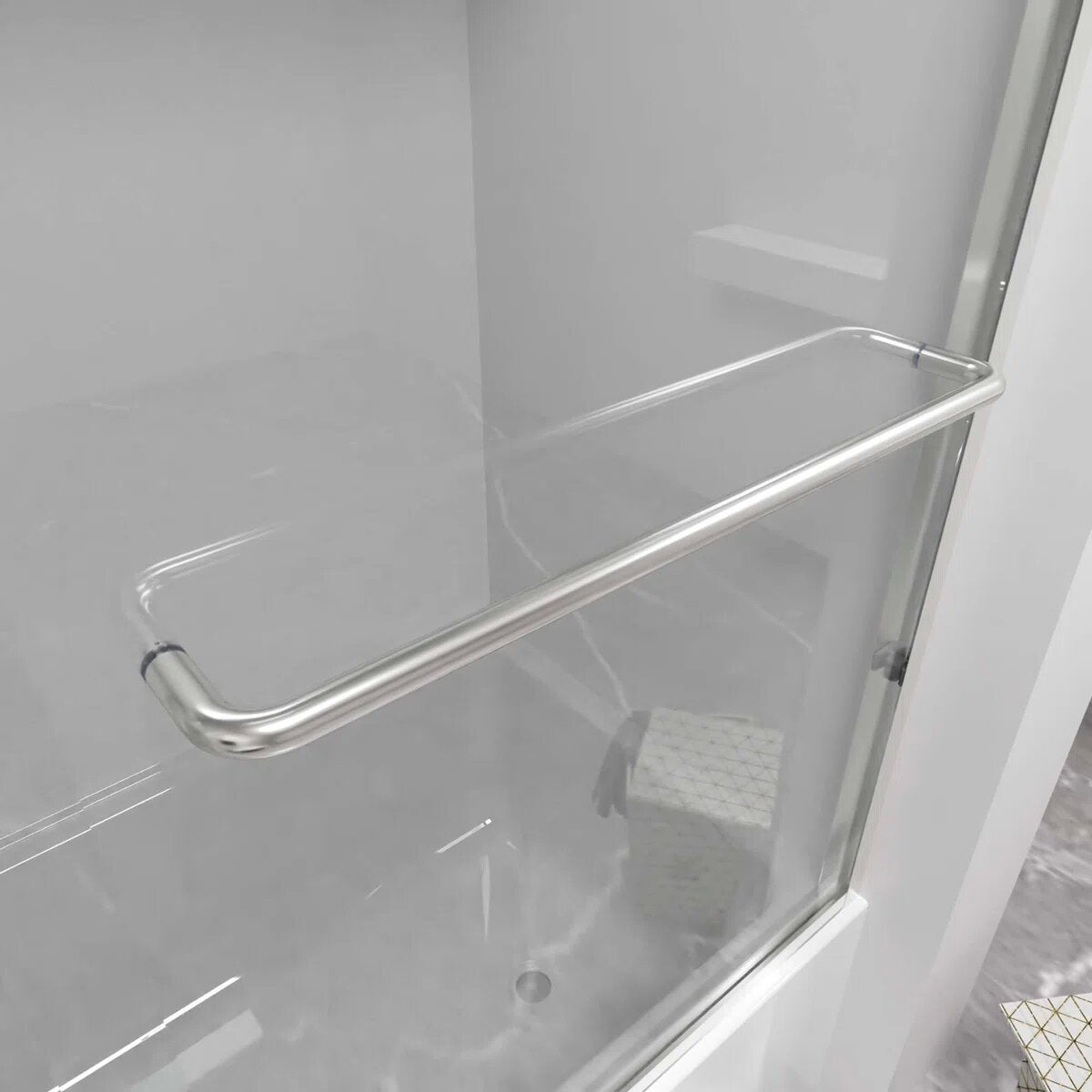 iBath Semi-Frameless Bathtub Door 56–60" W x 56" H, Chrome, BE-5956-CH