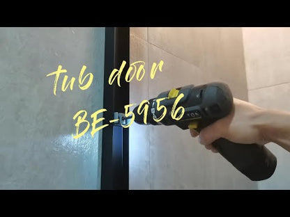 iBath Semi-Frameless Single Sliding Tub Door, 56–60" W x 56" H, Matte Black