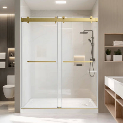 72" W x 76" H Frameless Sliding Shower Door, 4" Adjustable, Reversible KDS-7276-BG-W