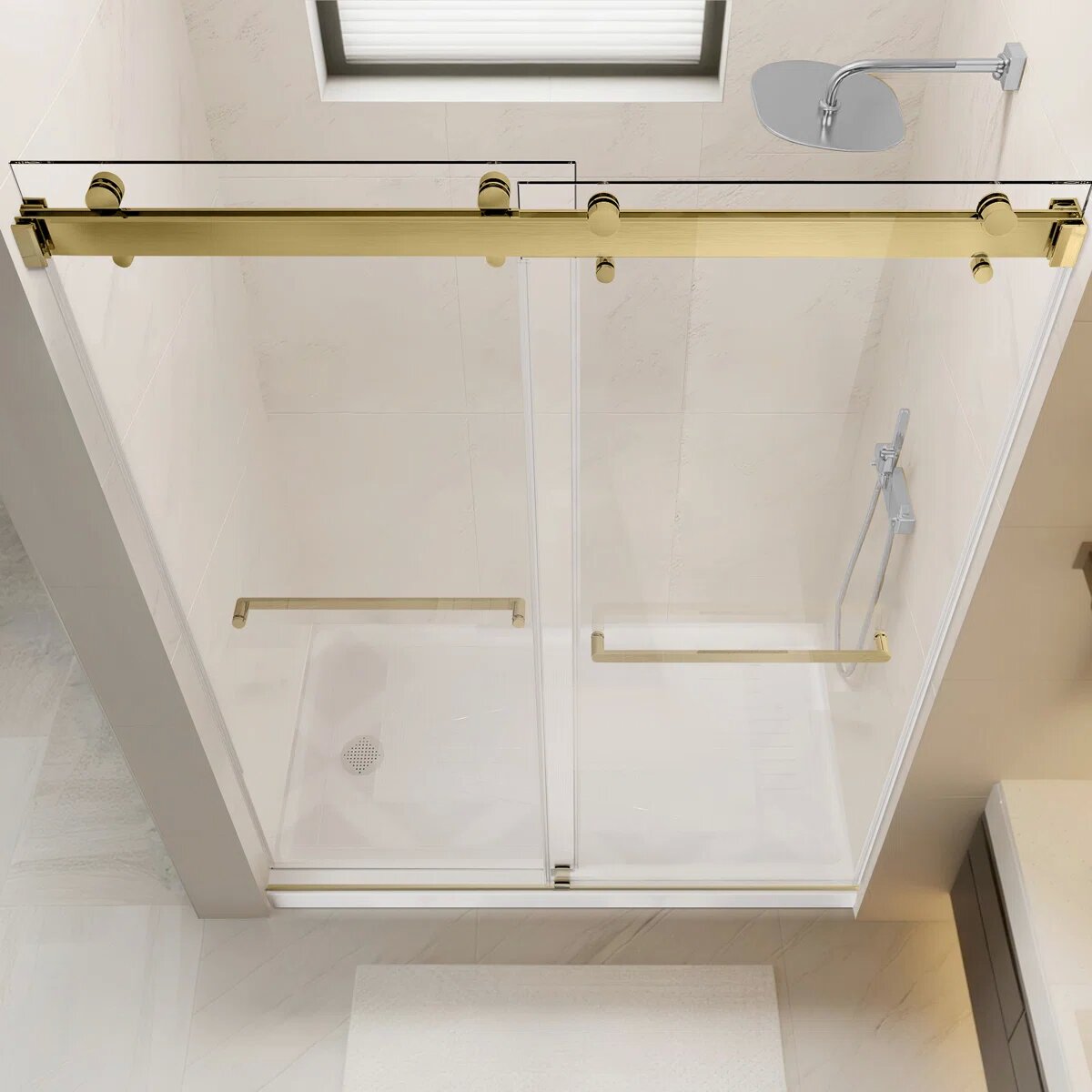 72" W x 76" H Frameless Sliding Shower Door, 4" Adjustable, Reversible KDS-7276-BG-W