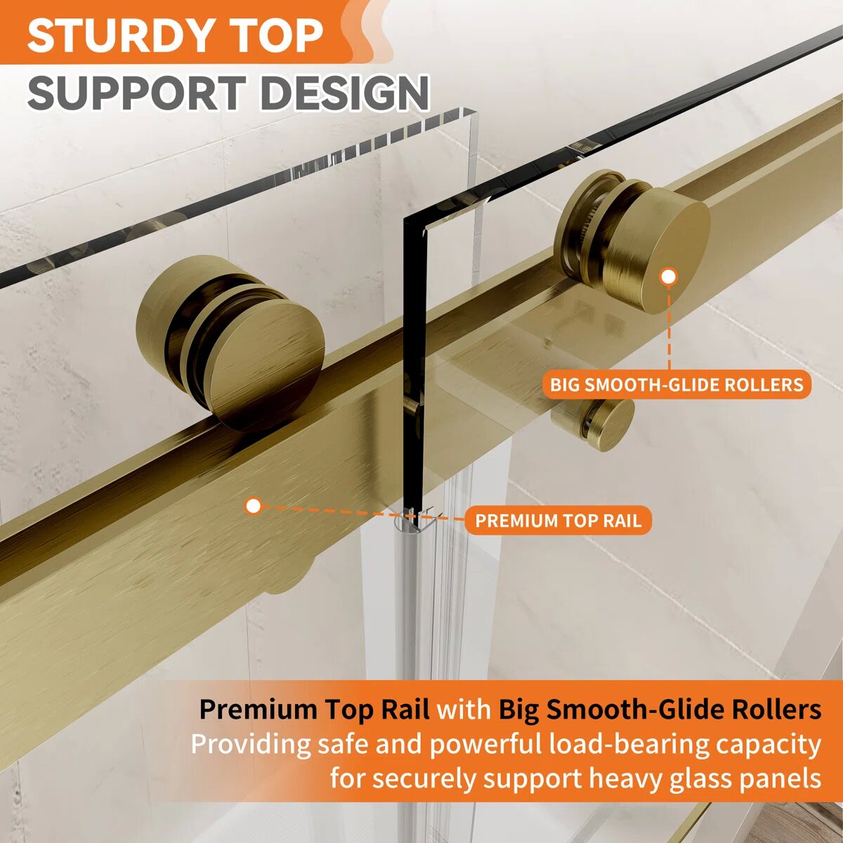 72" W x 76" H Frameless Sliding Shower Door, 4" Adjustable, Reversible KDS-7276-BG-W