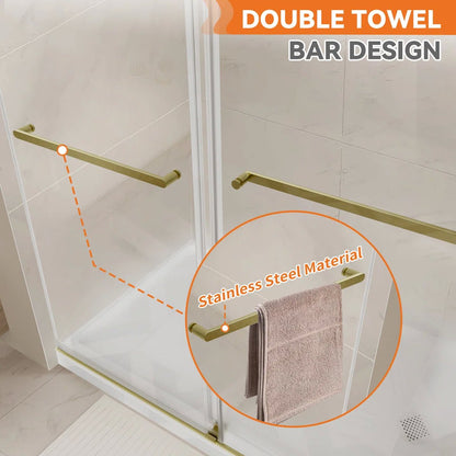 72" W x 76" H Frameless Sliding Shower Door, 4" Adjustable, Reversible KDS-7276-BG-W