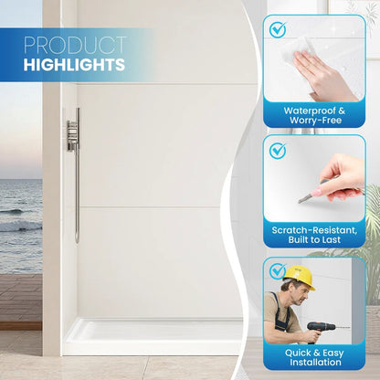 iBath 36" x 72" 9-Piece Acrylic Shower Wall Panels