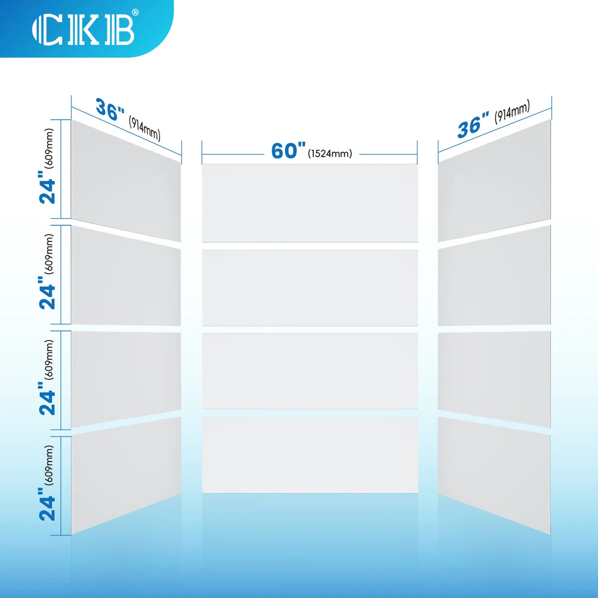 Full-height 8 ft acrylic shower wall panels – easy to install, cut to fit any shower space