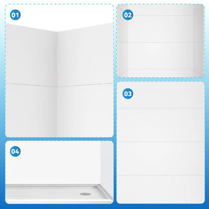 Full-height 8 ft acrylic shower wall panels – easy to install, cut to fit any shower space