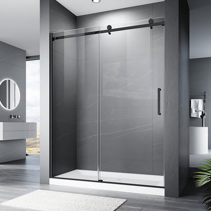iBath Single Sliding Frameless Shower Door, 55–59" W x 75" H