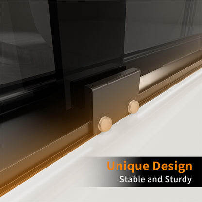 iBath Semi-Frameless Double Sliding Tub Door, 59–60 in. W x 56 in. H, Matte Black – BE-5956-MB-G