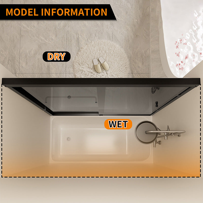 iBath Semi-Frameless Double Sliding Tub Door, 59–60 in. W x 56 in. H, Matte Black – BE-5956-MB-G
